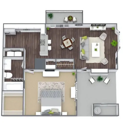 A3 Renovated floor plan featuring 1 bedroom 1 bathroom