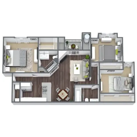 C1 Renovated floor plan featuring 3 bedrooms 2 bathrooms