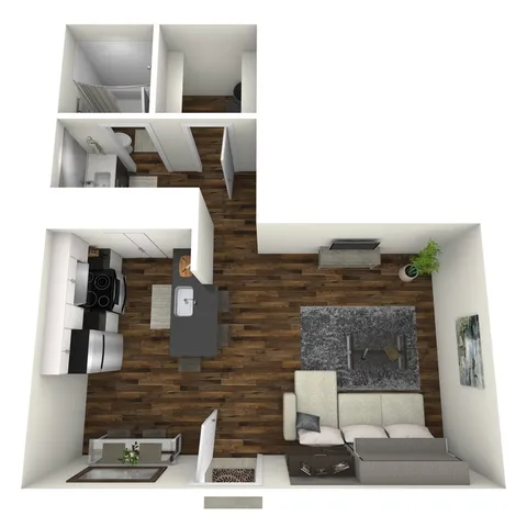 S1 Classic floor plan featuring studio bedroom 1 bathroom