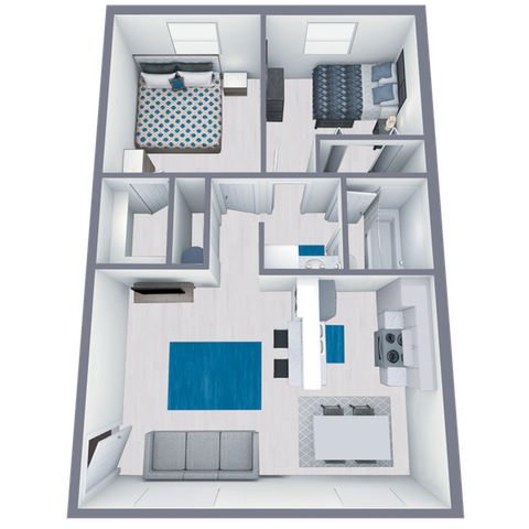 B1 Partial floor plan featuring 2 bedrooms 1 bathroom