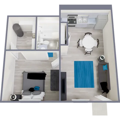 A1 Renovated floor plan featuring 1 bedroom 1 bathroom