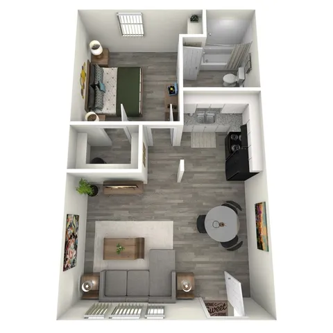 A1 Renovated floor plan featuring 1 bedroom 1 bathroom
