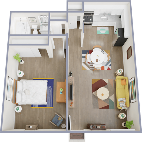 A2 Classic floor plan featuring 1 bedroom 1 bathroom