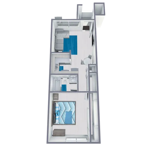 A1 Classic floor plan featuring 1 bedroom 1 bathroom