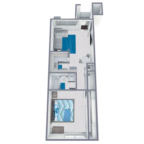 A1 Renovated floor plan featuring 1 bedroom 1 bathroom