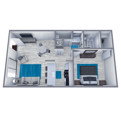 A1 Classic floor plan featuring 1 bedroom 1 bathroom