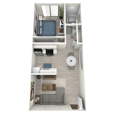 A1 Classic floor plan featuring 1 bedroom 1 bathroom