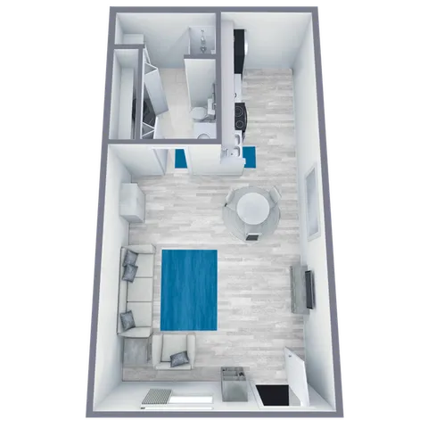 S1 Upgrade floor plan featuring studio bedroom 1 bathroom