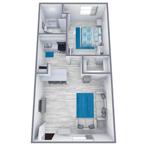 A1 Classic floor plan featuring 1 bedroom 1 bathroom