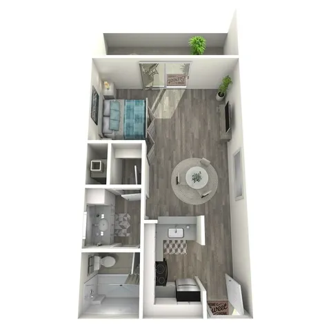 S1 Upgrade floor plan featuring studio 1 bathrooms