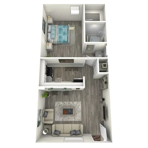 A1 Upgrade floor plan featuring 1 bedroom 1 bathroom