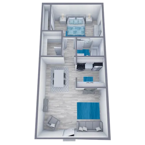 A1 Classic floor plan featuring 1 bedroom 1 bathroom