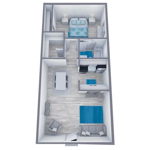 A1 Upgrade floor plan featuring 1 bedroom 1 bathroom