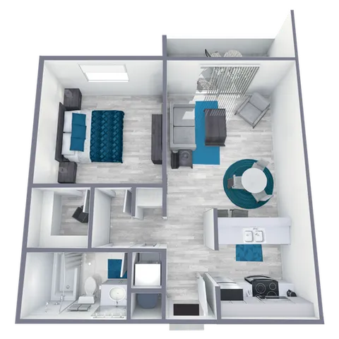 A1 Renovated floor plan featuring 1 bedroom 1 bathroom