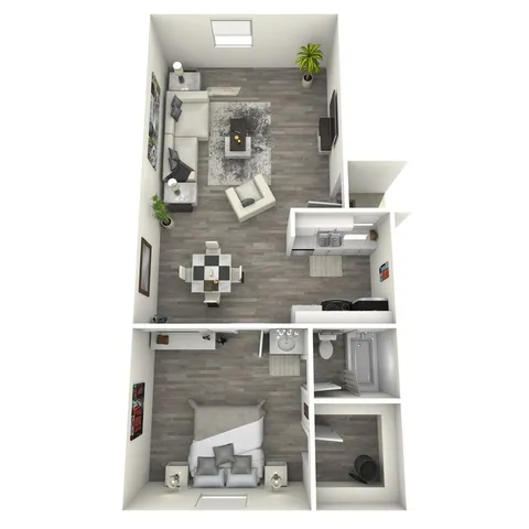 A1 Classic floor plan featuring 1 bedroom 1 bathroom