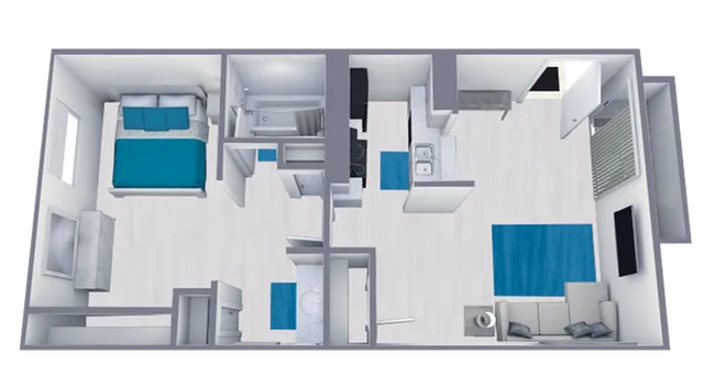 A1 Classic floor plan featuring 1 bedroom 1 bathroom