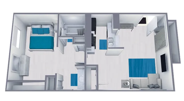 A1 Renovated floor plan featuring 1 bedroom 1 bathroom