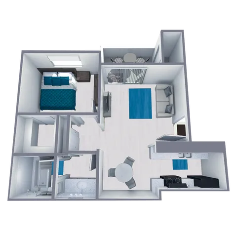 A2 Classic floor plan featuring 1 bedroom 1 bathroom