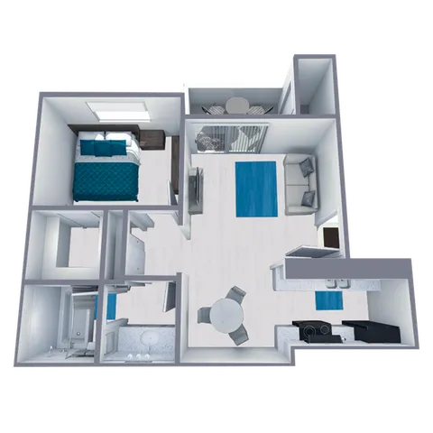 A2 Renovated floor plan featuring 1 bedroom 1 bathroom