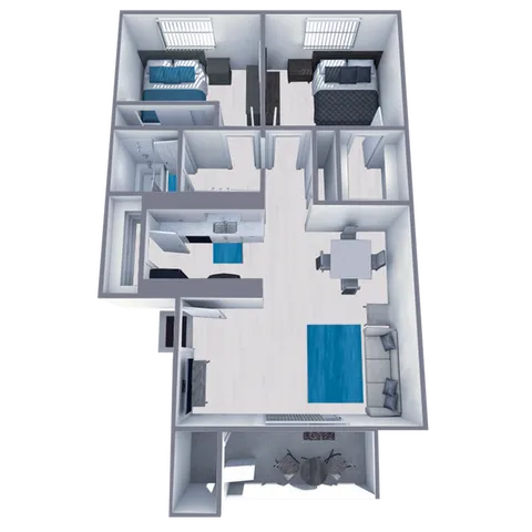 B1 Renovated floor plan featuring 2 bedrooms 1 bathroom
