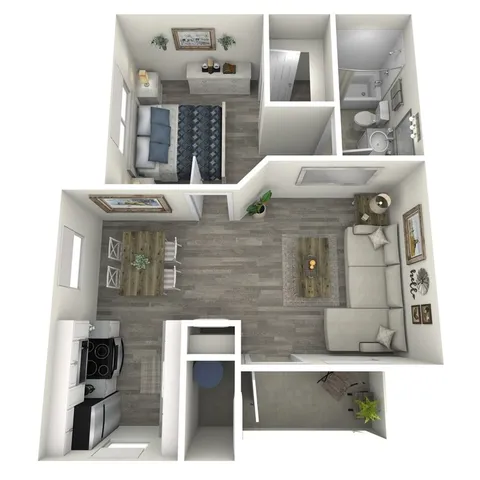 A2 Classic floor plan featuring 1 bedroom 1 bathroom