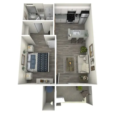 A3 Classic floor plan featuring 1 bedroom 1 bathroom