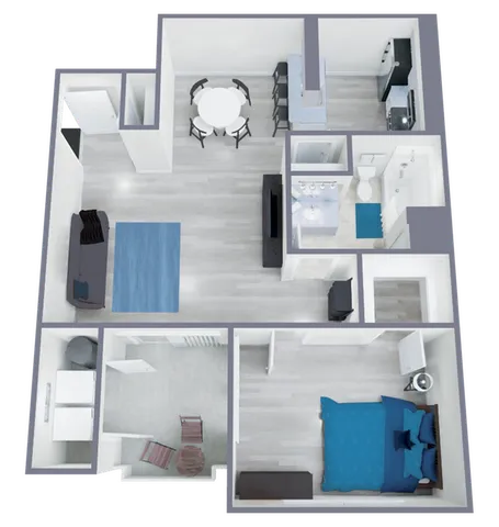 A1 Renovated floor plan featuring 1 bedroom 1 bathroom