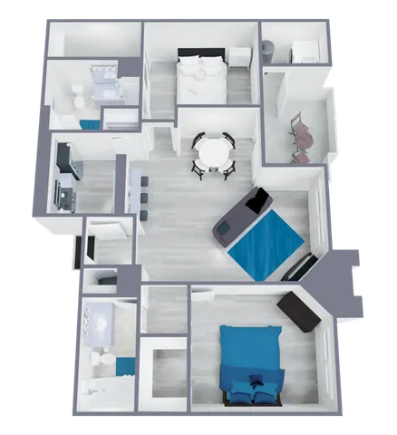 B1 Updated floor plan featuring 2 bedrooms 2 bathrooms