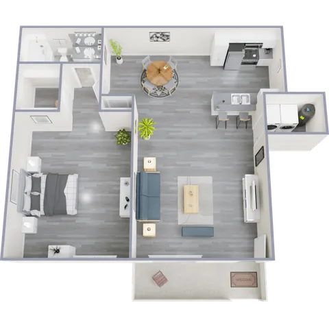 A1 Classic floor plan featuring 1 bedroom 1 bathroom