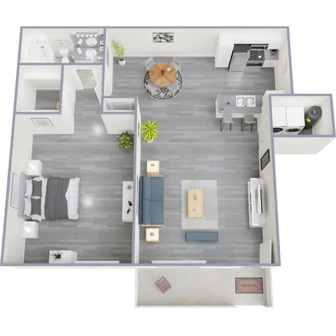 A1 Renovated floor plan featuring 1 bedroom 1 bathroom