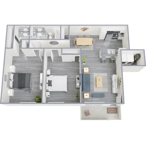 B1 Classic floor plan featuring 2 bedrooms 1 bathroom