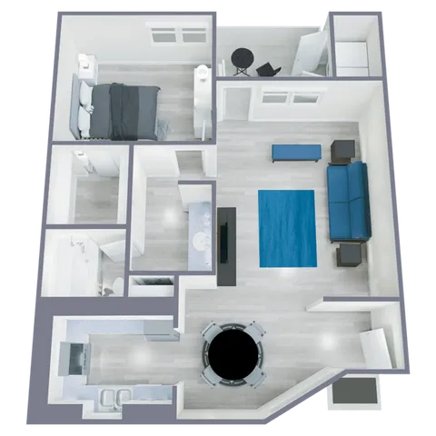 A1 Classic floor plan featuring 1 bedroom 1 bathroom