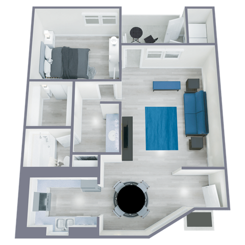A1 Renovated floor plan featuring 1 bedroom 1 bathroom