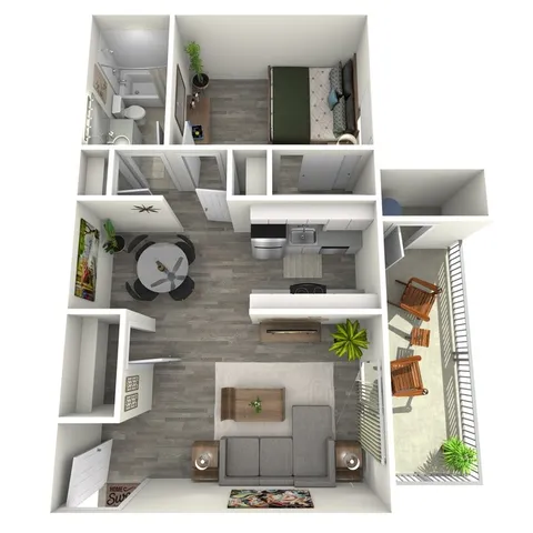 A1 Classic floor plan featuring 1 bedroom 1 bathroom