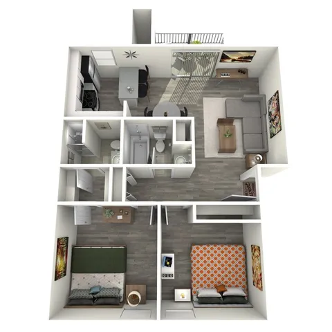 B2 Upgraded floor plan featuring 2 bedrooms 2 bathrooms
