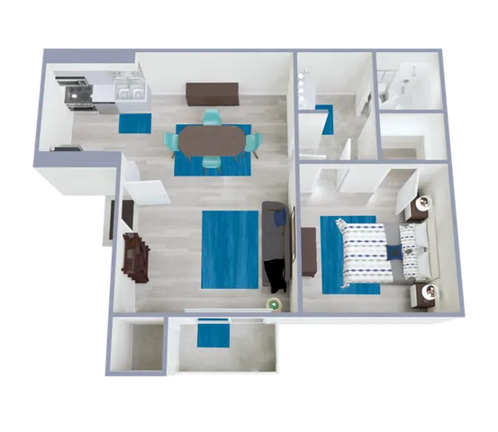 A1 Classic floor plan featuring 1 bedroom 1 bathroom