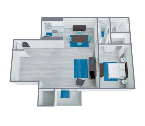 A2 Classic floor plan featuring 1 bedroom 1 bathroom