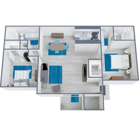 B1 Upgrade floor plan featuring 2 bedrooms 2 bathrooms