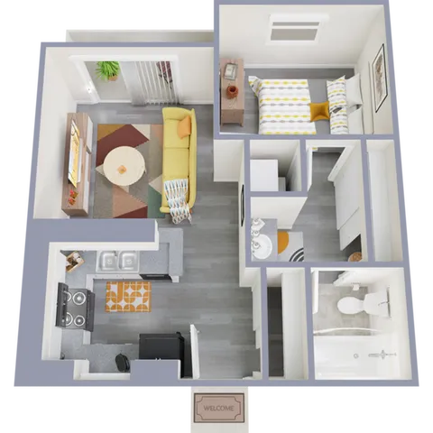 A1 Partial floor plan featuring 1 bedroom 1 bathroom