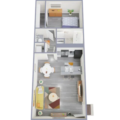 A2 Renovated floor plan featuring 1 bedroom 1 bathroom