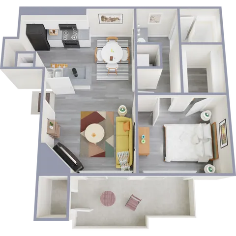 A3 Renovated floor plan featuring 1 bedroom 1 bathroom