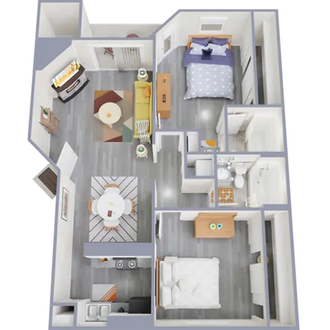 B2 Classic floor plan featuring 2 bedrooms 2 bathrooms