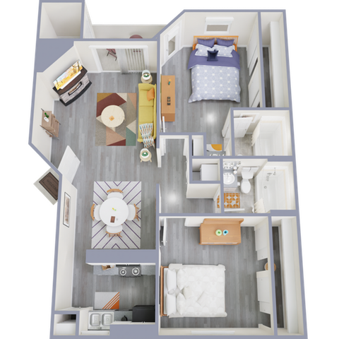 B2 Upgrade floor plan featuring 2 bedrooms 2 bathrooms