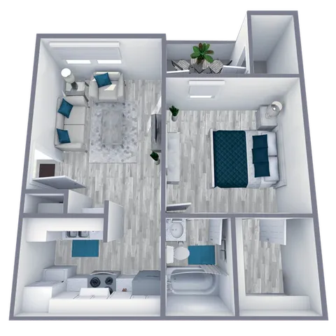 A2 Renovated floor plan featuring 1 bedroom 1 bathroom