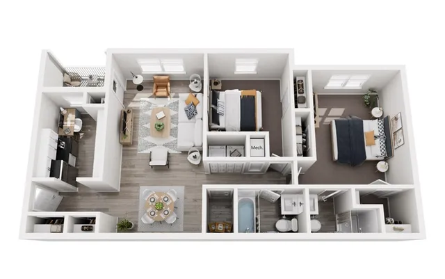 B1 Floor Plan - 2 Bed 2 Bath