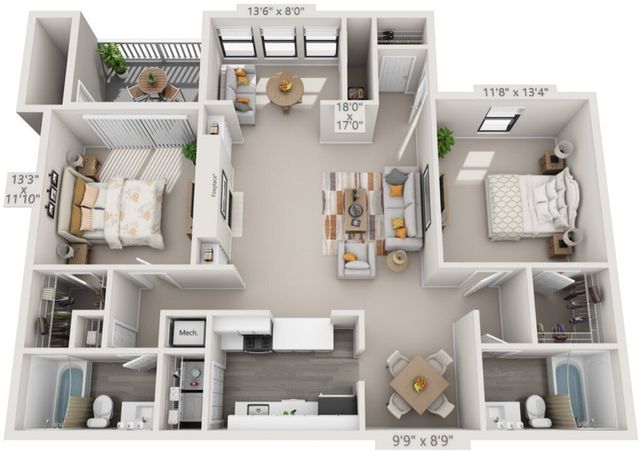 B1 - 2 Bed 2 Bath