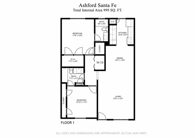 B3 - 2bed, 2bath - 999sqft
