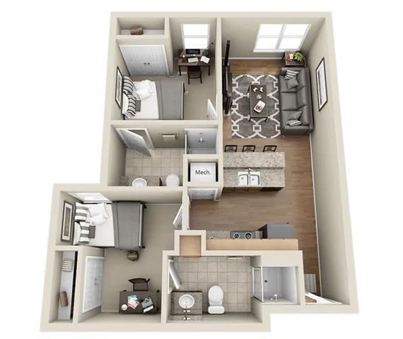 2 Bed 2 Bath