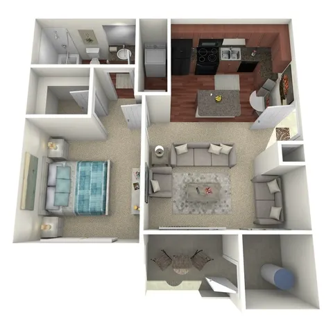 The Allen - One Bed One Bath Floorplan