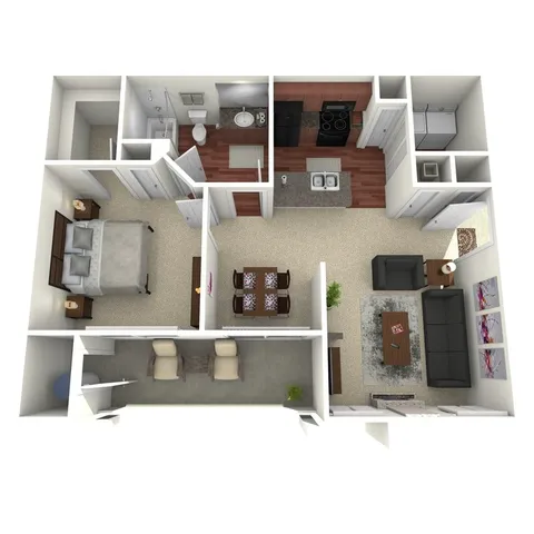 The Cameron - One Bed One Bath Floorplan Image